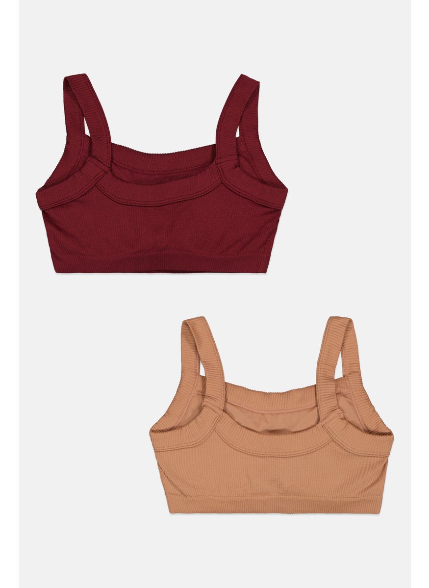 Comfort by Real Women 2 Piece Padded Textured Bra, Maroon  - Image 2