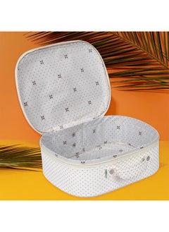 Kuber Industries Kuber Industries Jewellery Kit|Cosmetic Storage Box|Travel Pouch|Jewellery Box for Women|Jewellery Make up Organizer|5 Different Pouch|Dot Vanity Pouch|White  - Image 5