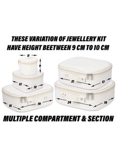 Kuber Industries Kuber Industries Jewellery Kit|Cosmetic Storage Box|Travel Pouch|Jewellery Box for Women|Jewellery Make up Organizer|5 Different Pouch|Dot Vanity Pouch|White  - Image 3