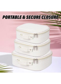 Kuber Industries Kuber Industries Jewellery Kit|Cosmetic Storage Box|Travel Pouch|Jewellery Box for Women|Jewellery Make up Organizer|5 Different Pouch|Dot Vanity Pouch|White  - Image 4