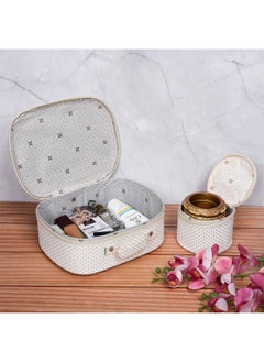 Kuber Industries Kuber Industries Jewellery Kit|Cosmetic Storage Box|Travel Pouch|Jewellery Box for Women|Jewellery Make up Organizer|5 Different Pouch|Dot Vanity Pouch|White  - Image 2