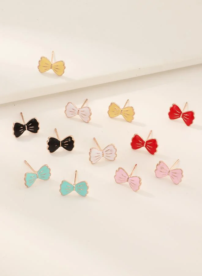 Girls Set of 6 - Bow Stud Earrings