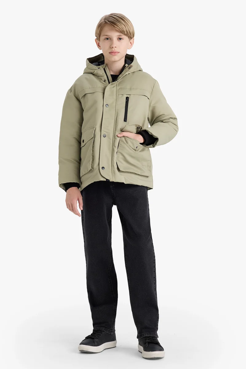 Defacto Boy Waterproof Hooded Zippered Puffer Jacket