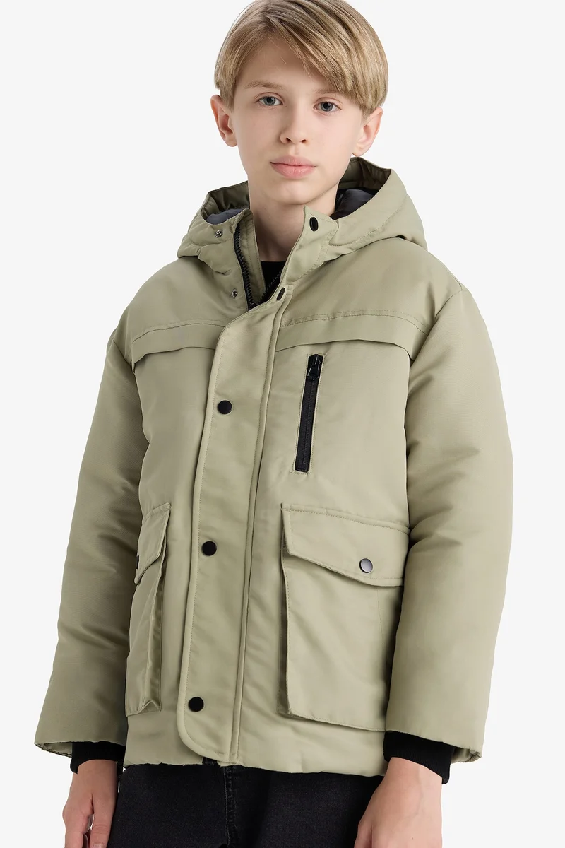 Defacto Boy Waterproof Hooded Zippered Puffer Jacket