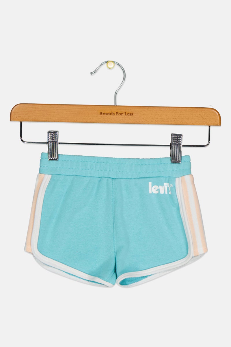 Levi's Toddlers Girl Brand Logo Basic Shorts, Turquoise - Image 1