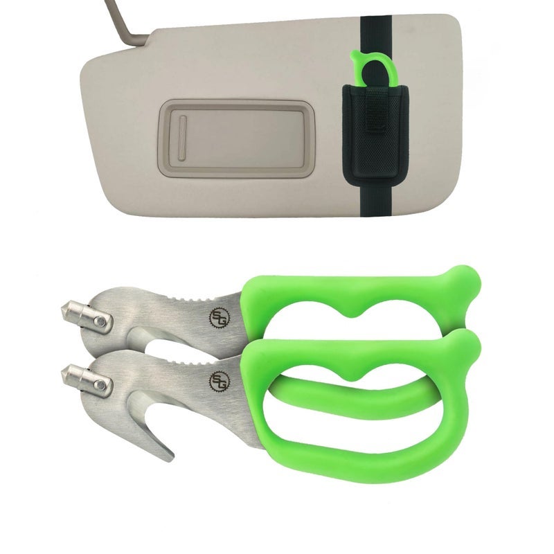 StatGear SuperVizor XT Auto Emergency Rescue Escape Tool - Seatbelt Cutter & Window Glass Breaker Hammer Survival - Mounts Right to Your Sun-Visor! Pack of 2