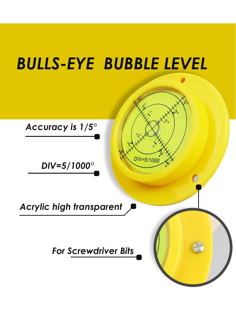 Circular Spirit Level with 3 Mounting Holes - Large 90x17mm High Precision Plastic Case Round Bubble Level for Measuring Instruments, RV, Home