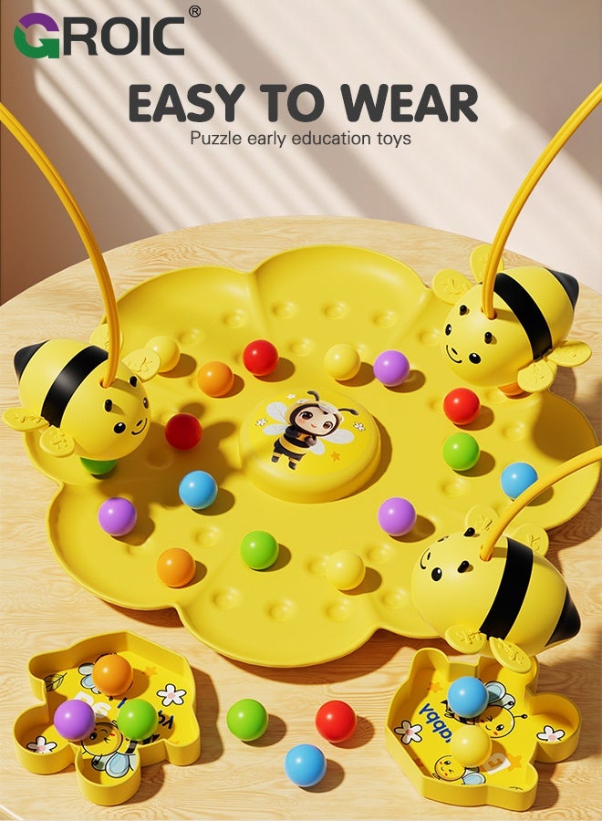 GROIC Magnetic Bee Bean Picking & Tabletop Fishing Game，Adjustable Headband, Educational Focus Toy Ages3+ Family Party Travel Games for Indoor/Outdoor - Image 4