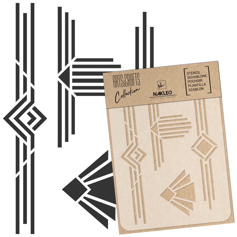 NAKLEO DIY Reusable Plastic Stencil  Art Deco Frames Borders 2  Art Craft Wall Painting Pattern Template Scrapbooking Decoupage  Fabric Furniture Wood A5