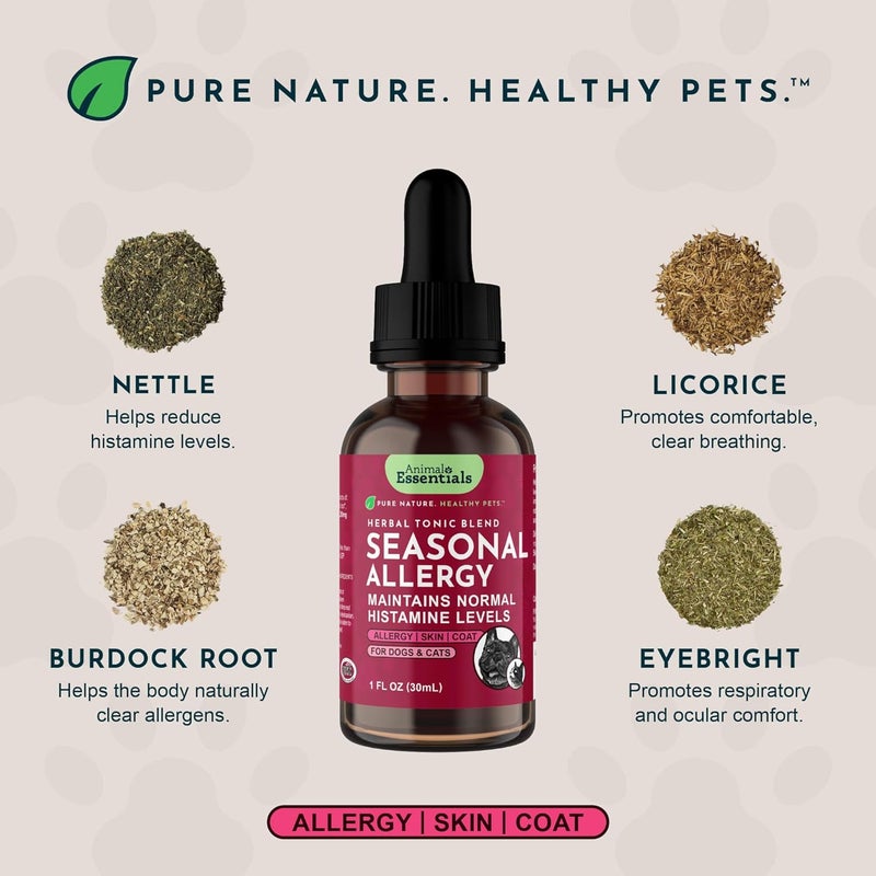 Animal Essentials Seasonal Allergy Herbal Supplement for Dogs & Cats - 1 fl oz - Sweet Tasting Allergy Relief - Image 3