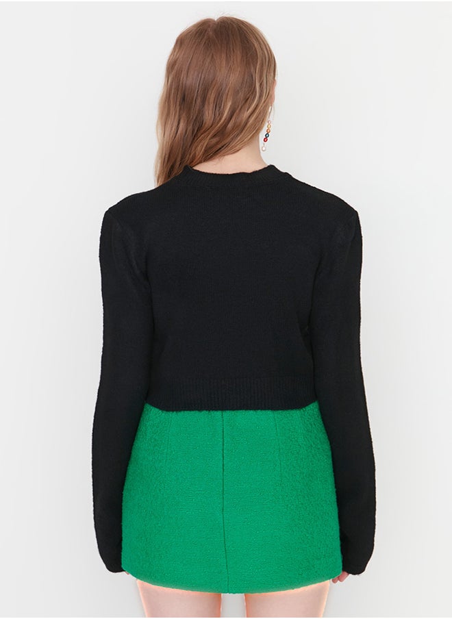 trendyol - Black Crop Soft Textured Knitwear Sweater TWOAW23KZ00730 - Image 1
