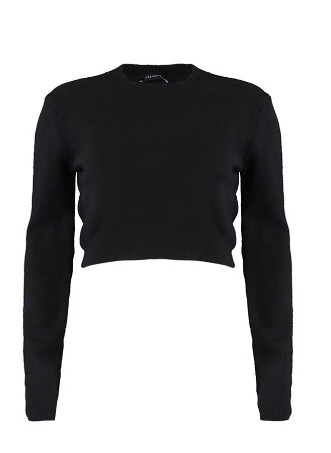 trendyol - Black Crop Soft Textured Knitwear Sweater TWOAW23KZ00730 - Image 1