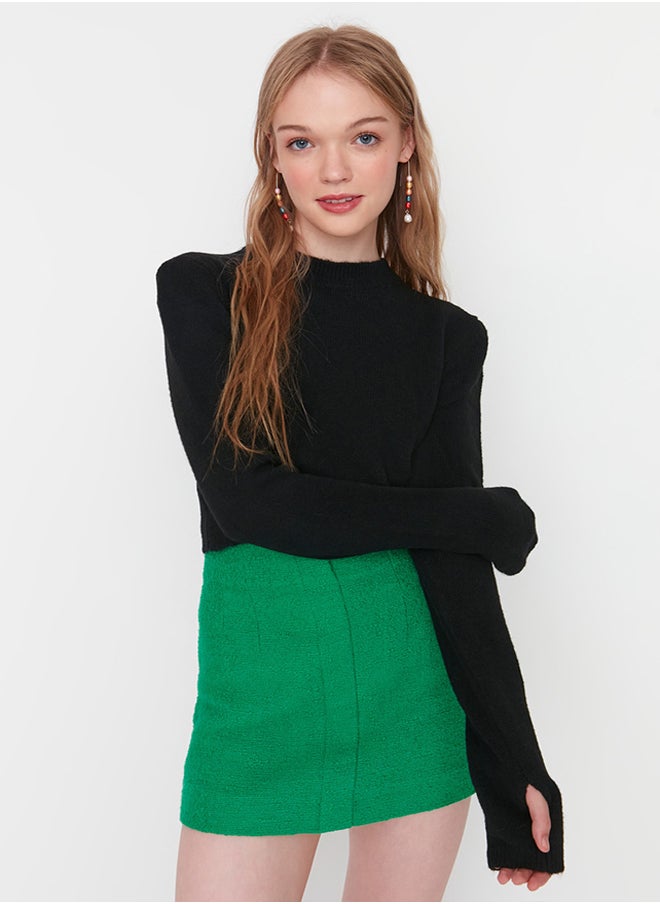 trendyol - Black Crop Soft Textured Knitwear Sweater TWOAW23KZ00730 - Image 1