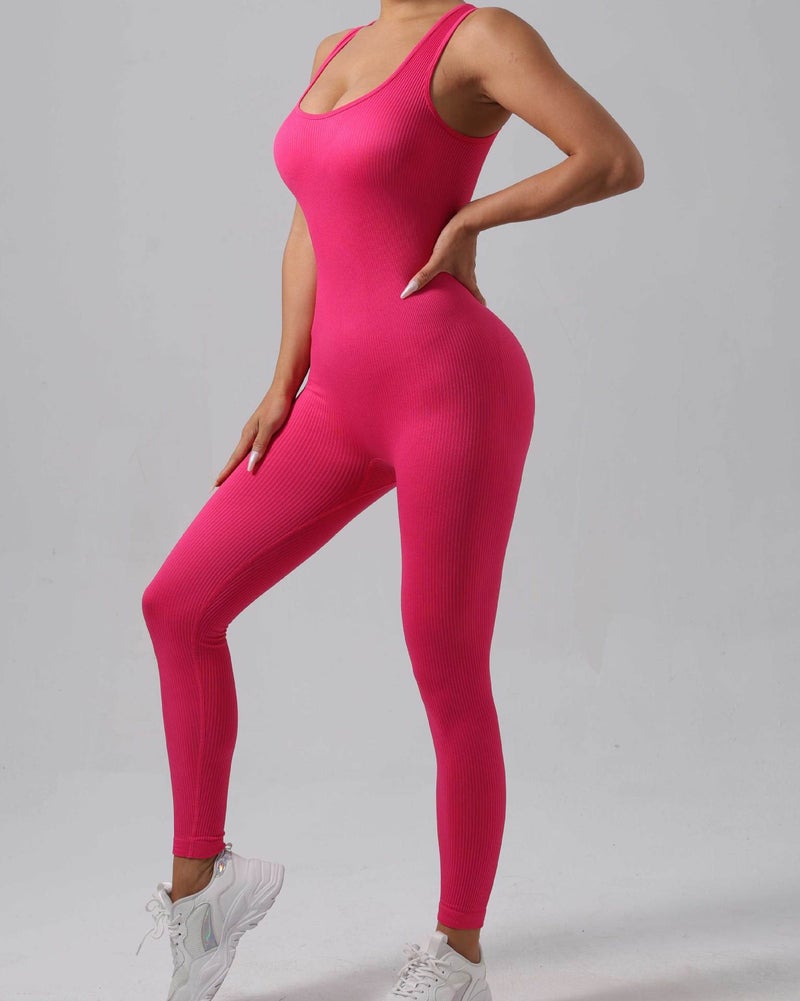 Seamless High-Elastic Yoga Jumpsuit Sportswear Grey  - Image 3