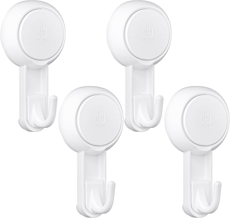 Elegear Mini Suction Cup Hooks, 4 Pack Waterproof Reusable Vacuum Shower Hanger for Loofah, Bathroom & Kitchen - Image 1