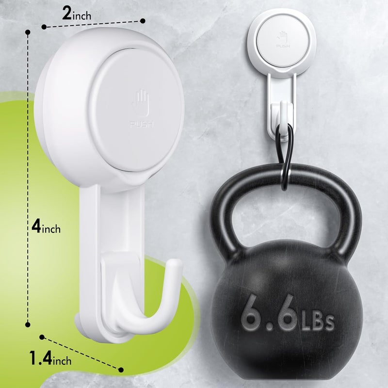 Elegear Mini Suction Cup Hooks, 4 Pack Waterproof Reusable Vacuum Shower Hanger for Loofah, Bathroom & Kitchen - Image 2