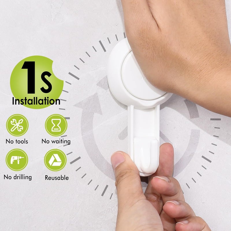Elegear Mini Suction Cup Hooks, 4 Pack Waterproof Reusable Vacuum Shower Hanger for Loofah, Bathroom & Kitchen - Image 4