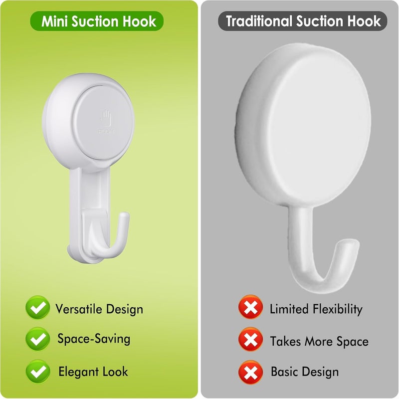 Elegear Mini Suction Cup Hooks, 4 Pack Waterproof Reusable Vacuum Shower Hanger for Loofah, Bathroom & Kitchen - Image 3