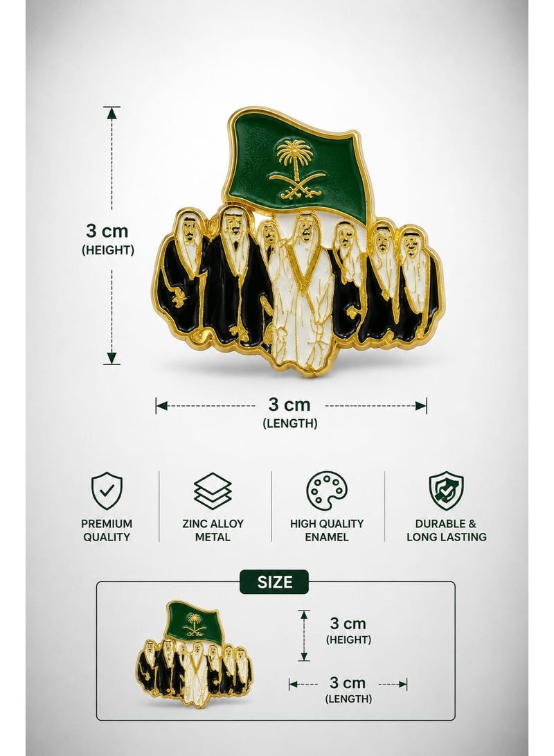 Saudi National Day  Magnetic Brooch 3cm – Premium Saudi Leadership & Flag Design Badge, Green & Gold Zinc Alloy Enamel Magnet for Men & Women, Thobe, Ghutra, Shirt & Clothing - Image 3