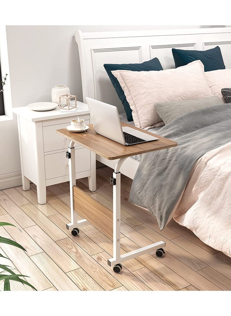 SKY-TOUCH - Laptop Table Height Adjustable Mobile Laptop Stand Coffee Table Side Table Movable Portable Adjustable Notebook Stand with Wheels for Sofa Bed Balcony Garden 60x40cm - Image 1