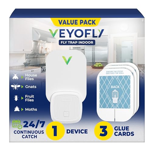 VEYOFLY Fly Trap Indoor, Fruit Fly Traps for Indoors, (1 Device + 3 Refills) Gnat Traps for House Indoor, Fly Catcher Indoor, Plug in Light Flying Insect Trap, Bug Light Killer, Fly Trap - Image 1