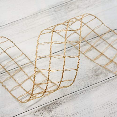 CT CRAFT LLC Mesh Burlap Wired Ribbon 2.5" x 10 Yards Natural Color for Christmas Home Wedding Decor Gift Wrapping Tree Topper Bow Wreath Bouquet DIY Crafts - Image 5