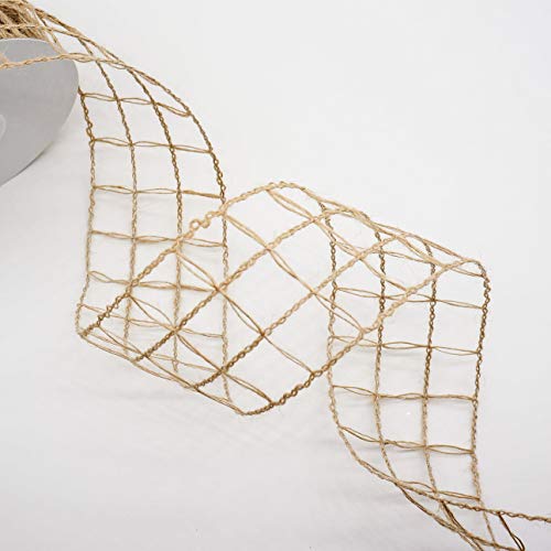 CT CRAFT LLC Mesh Burlap Wired Ribbon 2.5" x 10 Yards Natural Color for Christmas Home Wedding Decor Gift Wrapping Tree Topper Bow Wreath Bouquet DIY Crafts - Image 4
