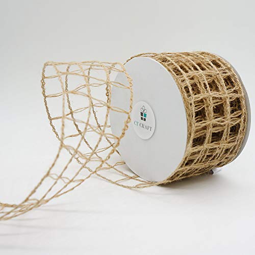 CT CRAFT LLC Mesh Burlap Wired Ribbon 2.5" x 10 Yards Natural Color for Christmas Home Wedding Decor Gift Wrapping Tree Topper Bow Wreath Bouquet DIY Crafts - Image 2