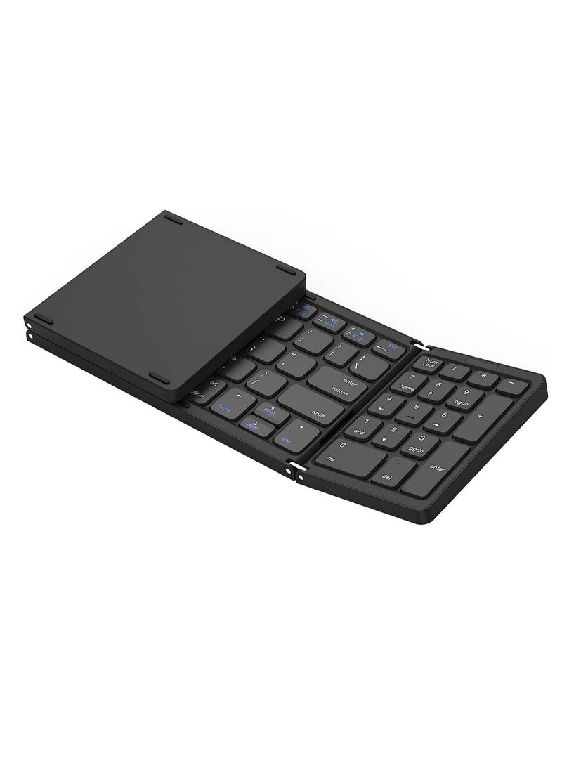 ELTRAZONE Foldable Bluetooth Keyboard Folding Wireless Portable Keyboard with Numeric Keypad, USB-C Rechargeable for iOS Android Windows System Laptop Tablet Smartphone Device - Image 1