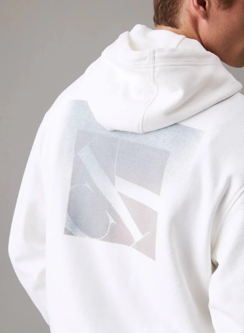 Calvin Klein Jeans Bright White Back Logo Hoodie for Men | Best Price UAE