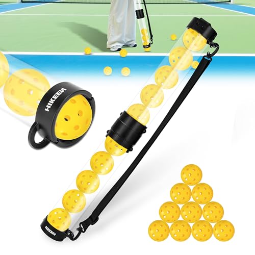 Hikeen Durable Pickleball Ball Retriever with 10 Pickleballs,Quick Pickup & Storage Pickleball Tube with Shoulder Strap for Pickleballs Accessories - Includes 10 Balls - Image 1