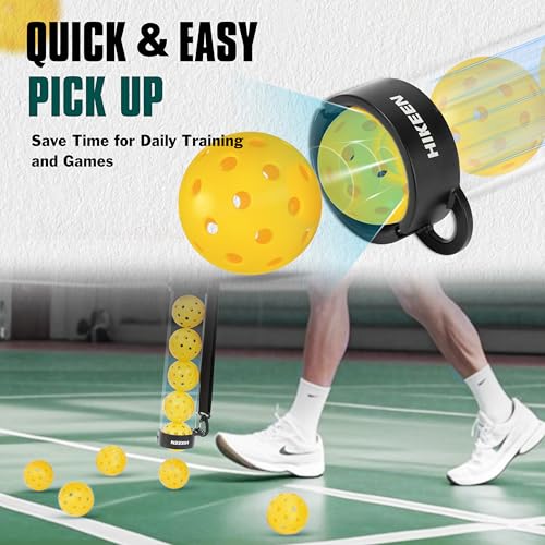 Hikeen Durable Pickleball Ball Retriever with 10 Pickleballs,Quick Pickup & Storage Pickleball Tube with Shoulder Strap for Pickleballs Accessories - Includes 10 Balls - Image 3