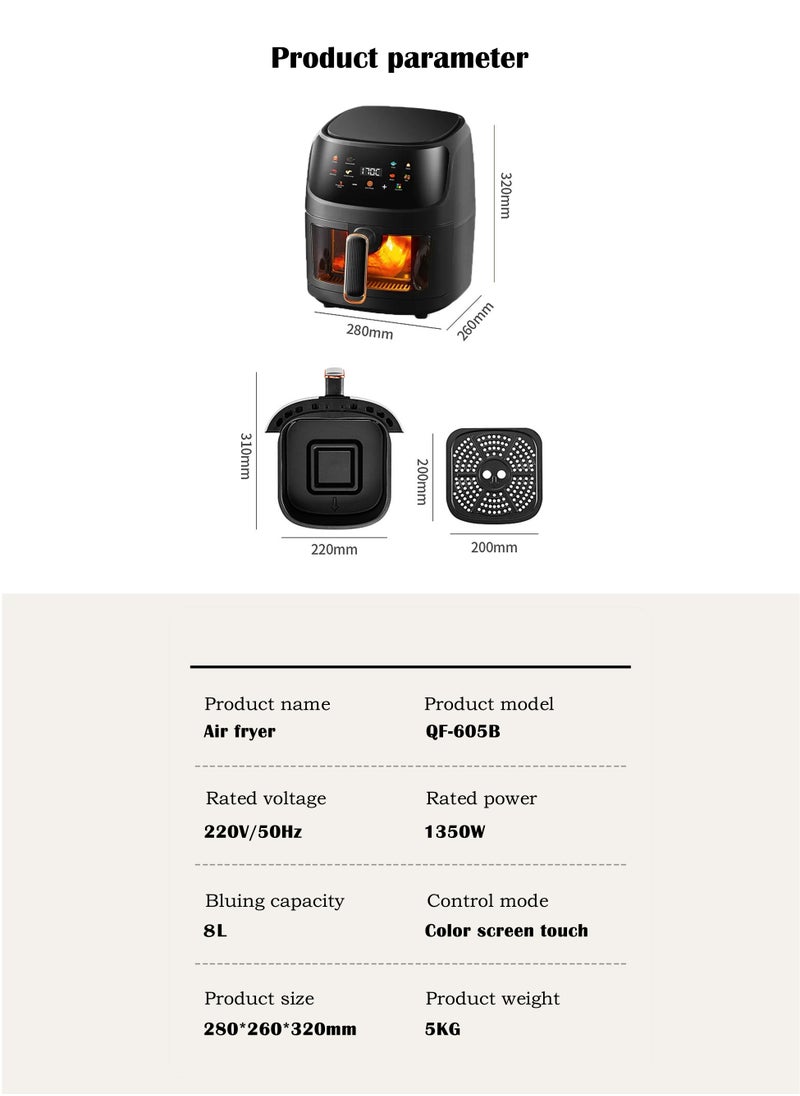 Generic - Air Fryers 6L Large Capacity Multi-Function Household Visible Circulating Hot Air Intelligent Touch Screen - Image 1