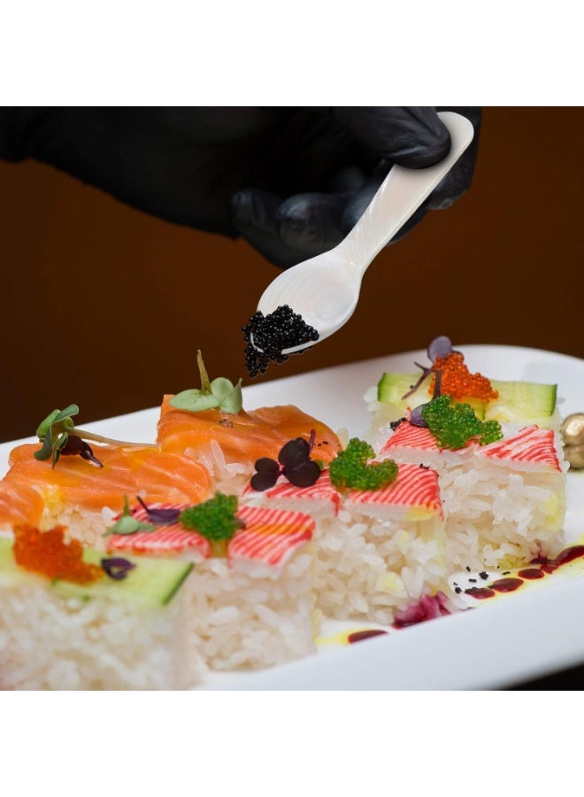 مجموعة من ملاعق الكافيار المصنوعة يدويًا من عرق اللؤلؤ بمقبض دائري للكافيار والبيض والآيس كريم والقهوة والتقديم في المطاعم (قطعتان، 2.9 بوصة) - Image 2