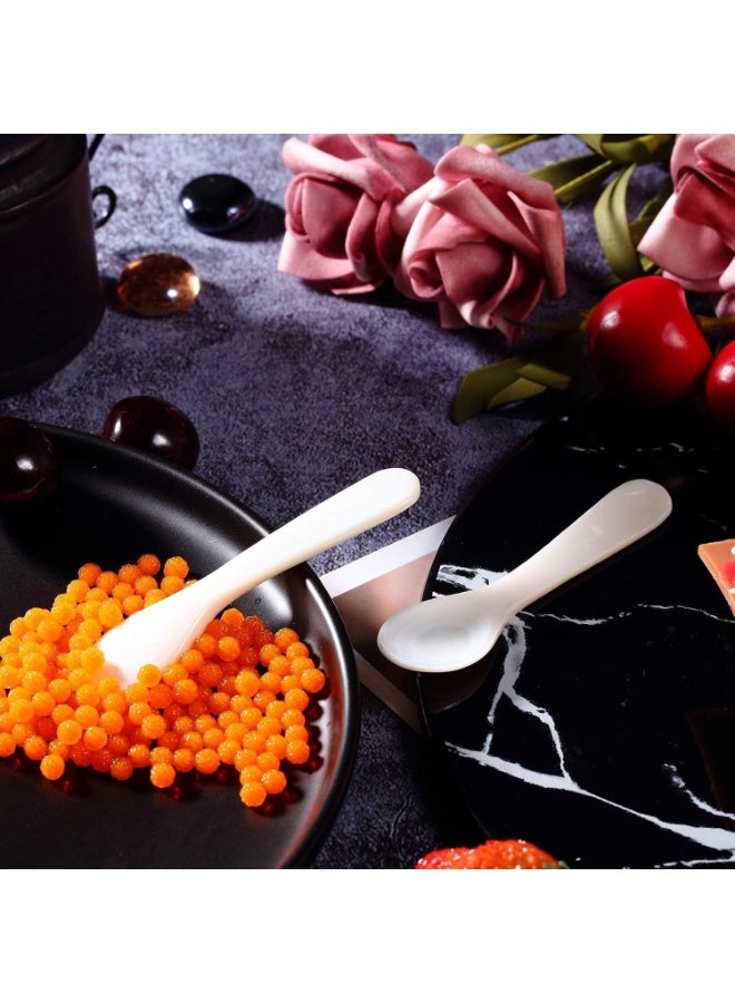 مجموعة من ملاعق الكافيار المصنوعة يدويًا من عرق اللؤلؤ بمقبض دائري للكافيار والبيض والآيس كريم والقهوة والتقديم في المطاعم (قطعتان، 2.9 بوصة) - Image 3