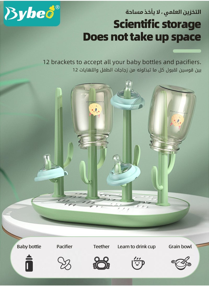 Bybeo Baby Bottle Drying Rack, Babies Feeding Bottle Drainer, BPA Free, Detachable Bottles Dryer, Bottle Holder Stand for Saving Place, Bottle Bracket Storage  with Removable Brackets and Tray  - Image 3