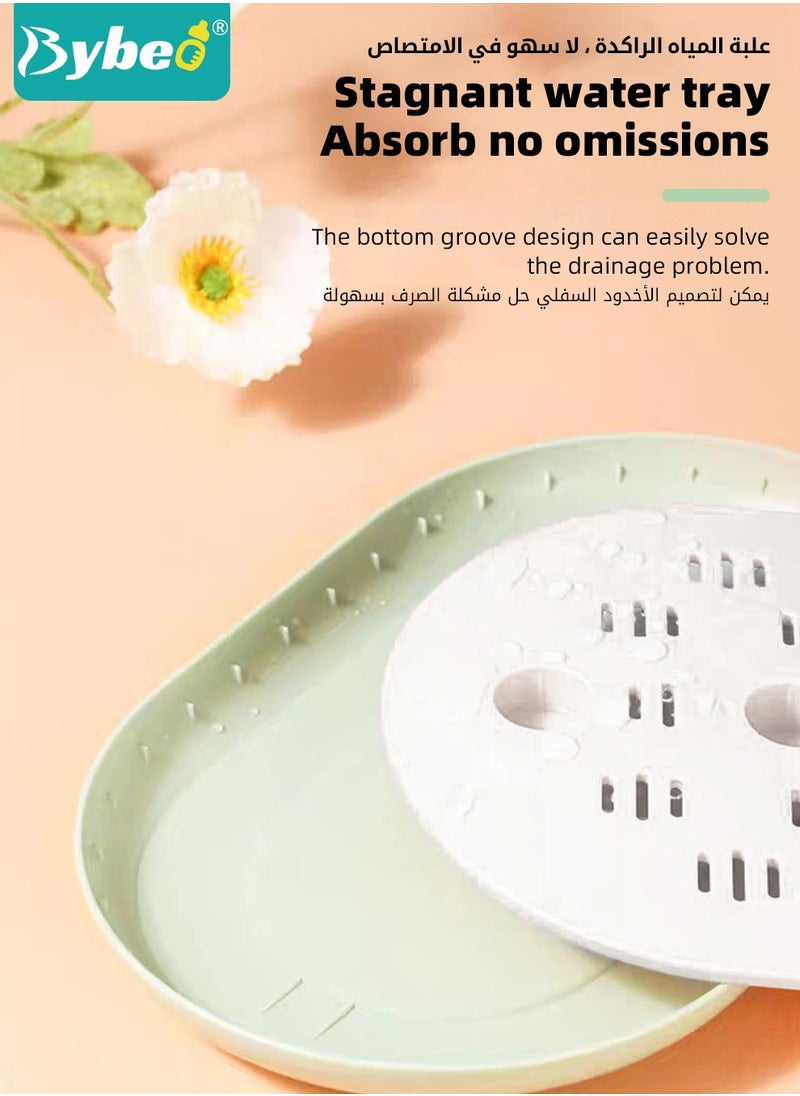 Bybeo - Baby Bottle Drying Rack, Babies Feeding Bottle Drainer, BPA Free, Detachable Bottles Dryer, Bottle Holder Stand for Saving Place, Bottle Bracket Storage  with Removable Brackets and Tray - Image 1