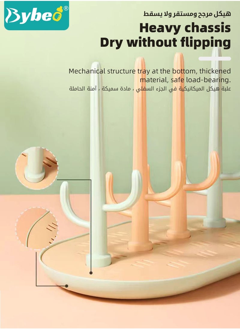 Bybeo - Baby Bottle Drying Rack, Babies Feeding Bottle Drainer, BPA Free, Detachable Bottles Dryer, Bottle Holder Stand for Saving Place, Bottle Bracket Storage  with Removable Brackets and Tray - Image 1