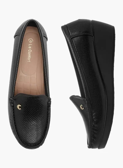 Le Confort Women Textured Slip-On Loafers with Wedge Heels