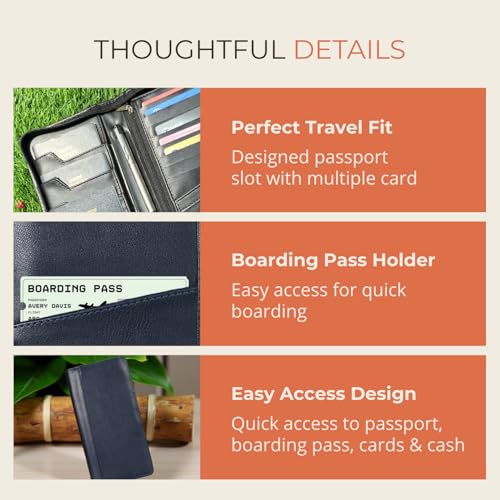 HAMELIN Unisex Vegan Leather Passport Holder | RFID Blocking Technology|Passport Holder for Family 4|Travel Organiser,Pasport Pouch Case for Men,Women with 4 Pasport Cover Slots & 8 Card Slots|Blue - Image 2
