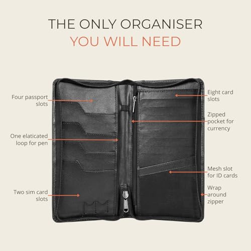 HAMELIN Unisex Vegan Leather Passport Holder | RFID Blocking Technology|Passport Holder for Family 4|Travel Organiser,Pasport Pouch Case for Men,Women with 4 Pasport Cover Slots & 8 Card Slots|Blue - Image 3