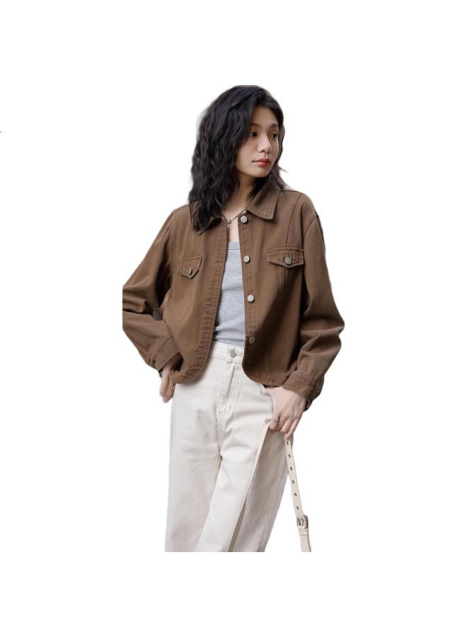 dme Demna【Denim Cloud Cotton】Spring Retro Merad Arc Hem Lapel Loose Hiding Meat Women'S Denim Jacket - Image 2