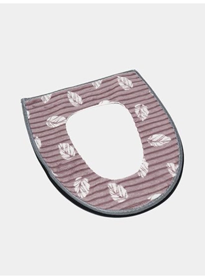 Double Layered Toilet Seat Cover With Zipper Universal Fit Soft And Comfortable Washable Reusable Toilet Cushion Thick, Lid Cover For Bathroom Hygiene Easy To Install Remove And Clean (Purple) - Image 2