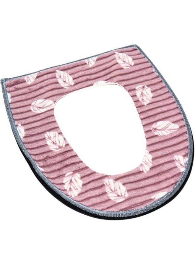 Double Layered Toilet Seat Cover With Zipper Universal Fit Soft And Comfortable Washable Reusable Toilet Cushion Thick, Lid Cover For Bathroom Hygiene Easy To Install Remove And Clean (Purple) - Image 1