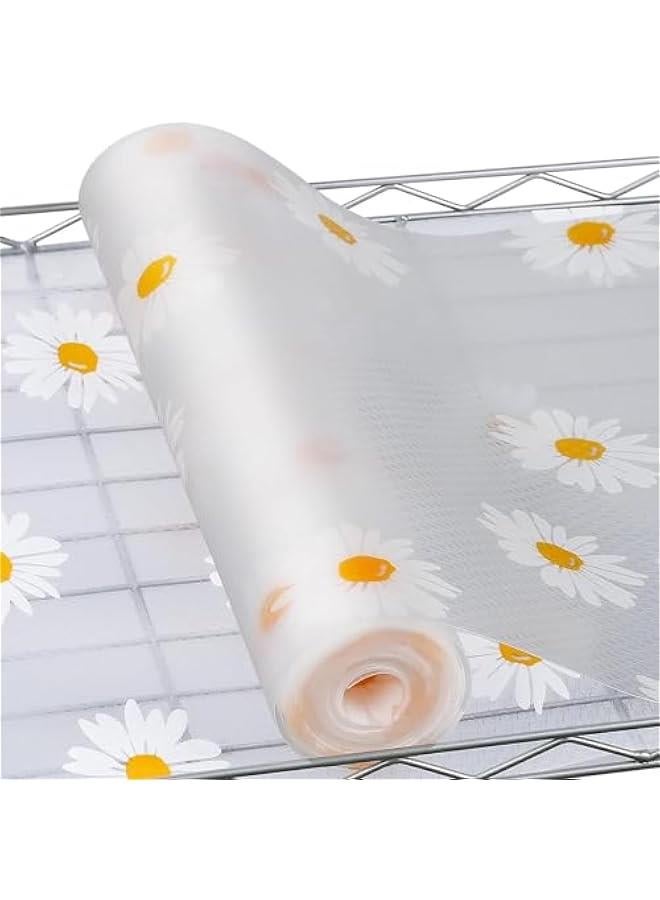 HOOKOR Shelf Liner, Waterproof Non-Adhesive Drawer Liner, EVA Liner, Non-Slip Cabinet Liner, Durable Strong Grip Liner, for Kitchen Cabinets, Shelves, Fridge, Wire Shelf (Daisy, 17.7 x 79 Inch - Image 1
