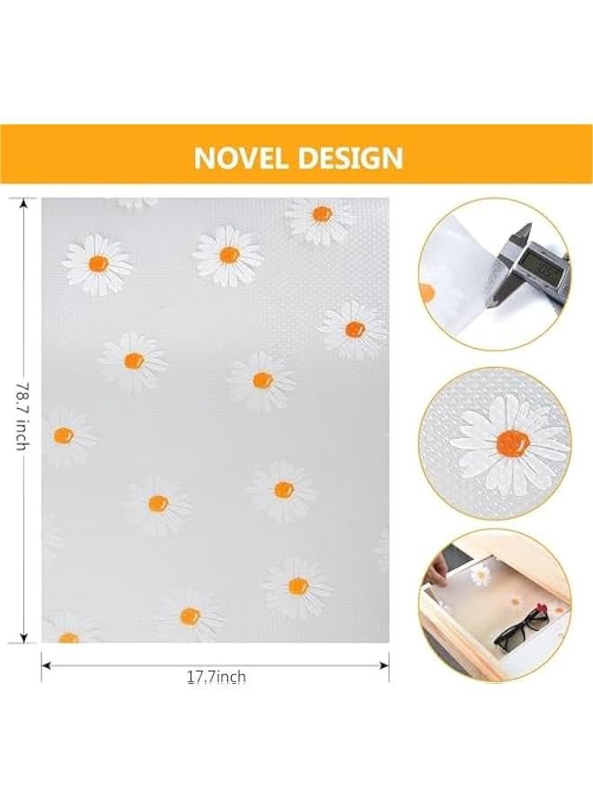 HOOKOR Shelf Liner, Waterproof Non-Adhesive Drawer Liner, EVA Liner, Non-Slip Cabinet Liner, Durable Strong Grip Liner, for Kitchen Cabinets, Shelves, Fridge, Wire Shelf (Daisy, 17.7 x 79 Inch - Image 3