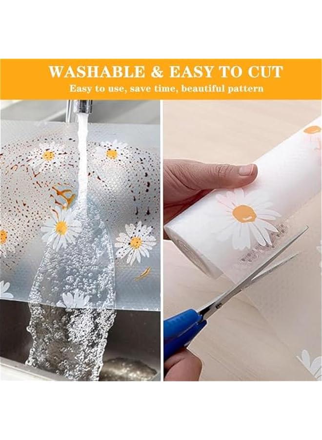 HOOKOR Shelf Liner, Waterproof Non-Adhesive Drawer Liner, EVA Liner, Non-Slip Cabinet Liner, Durable Strong Grip Liner, for Kitchen Cabinets, Shelves, Fridge, Wire Shelf (Daisy, 17.7 x 79 Inch - Image 4