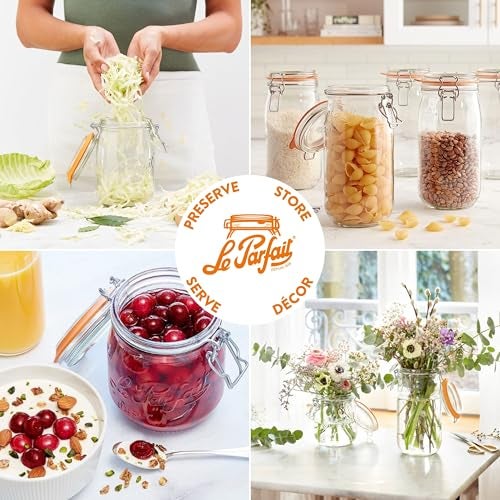 Le Parfait Super Jar 3L (96oz) French Glass Preserving Jar w/Airtight Rubber Seal & Wire Bail Closure - BPA-Free Canning Jar for Pickles, Fruit, Sauce& Food Storage - Made in France Since 1930 3PK/CP - Image 4