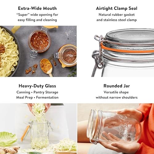 Le Parfait Super Jar 3L (96oz) French Glass Preserving Jar w/Airtight Rubber Seal & Wire Bail Closure - BPA-Free Canning Jar for Pickles, Fruit, Sauce& Food Storage - Made in France Since 1930 3PK/CP - Image 3