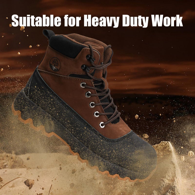 Peeldicou Mens Work Boots Composite Toe Boots for Men Genuine Leather Rubber Sole No Slip Waterproof Shoes Industrial & Construction Safety Boots - Image 5